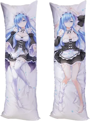 ReZero Kara Hajimeru Isekai Seikatsu Rem Ram Cushion Pillow Case Cover Peach Skin 150x50cm(59in x 19.6in) Pillowcase