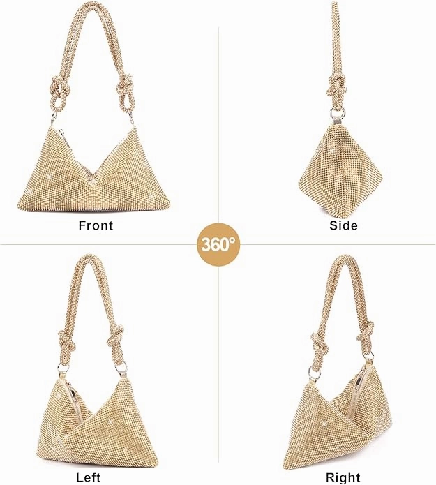 Rhinestone Purse Evening Bag - Gold