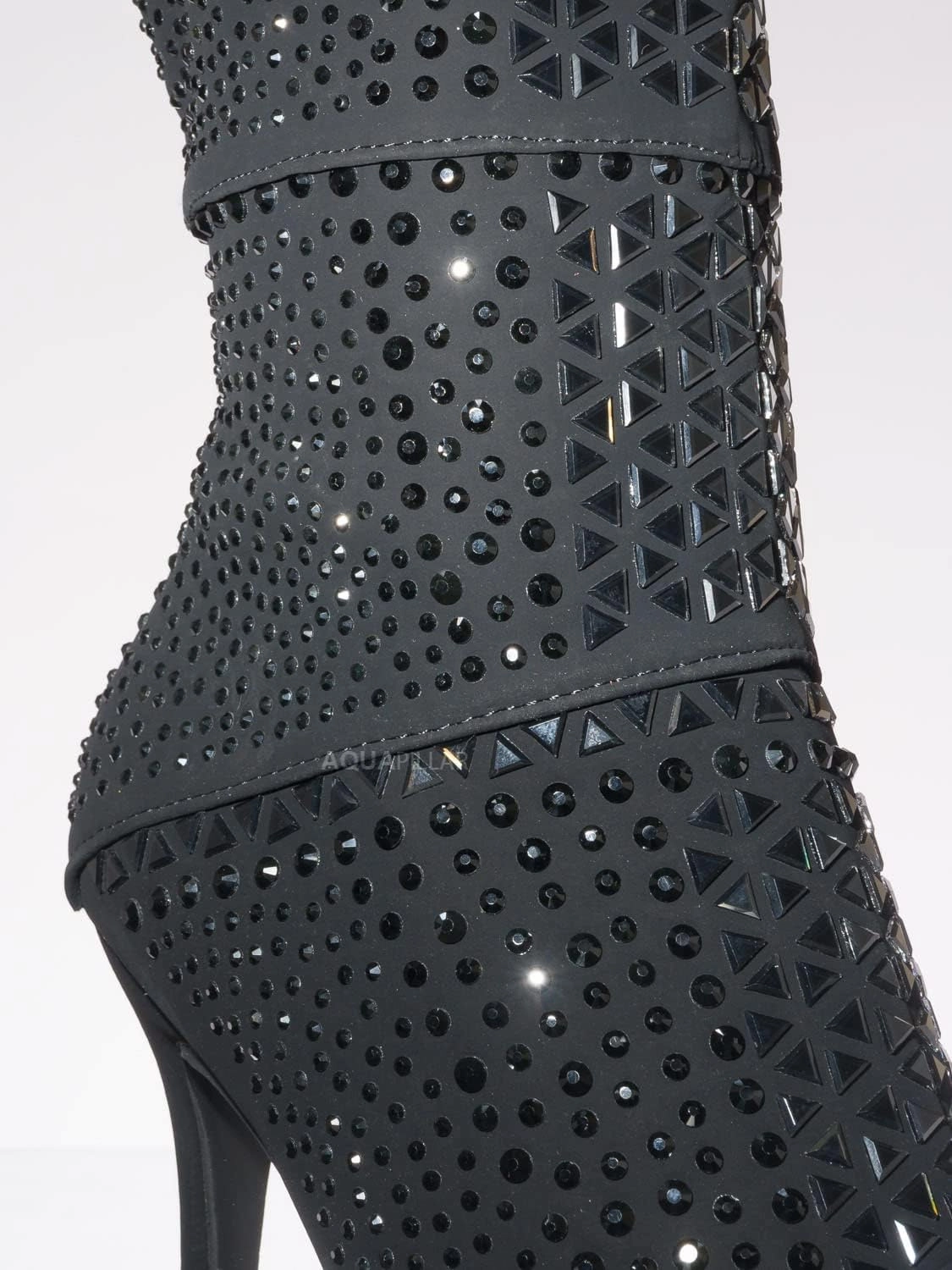 Rhinestone Studded Stiletto Bootie- Womens Crystal Ankle Height Boot