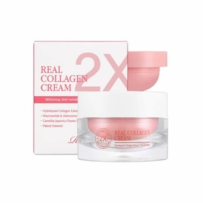 RiRe 2X Real Collagen Cream 1.69 fl.oz. with Refill, Hydrolyzed Collagen 70%, Shea Butter, Camellia Japonica Flower for Anti-Wrinkle Cream, Hydration, Nourishment, Elasticity