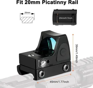 RMR Red Dot Sight, 3 MOA Pistol Scope Adjustable Brightness with Glock Mount, Reflex Sight Pistol Scope Red Dot Scope for Tactical 20mm Rail