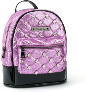 Rock Rebel Unicorn Studded Quilted Mini Backpack Pink Glitter