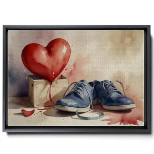 Romantic Valentine's Day Canvas Print Wall Art, red hearts Canvas Wall Art, shoes and a heart Canvas Print, Romantic Valentines Day wall decoration for couples, Decor