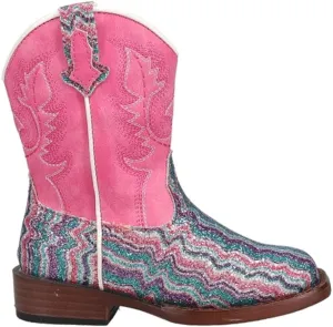 ROPER Toddler Girls Glitter Waves Round Toe Casual Boots Ankle - Multi, Pink