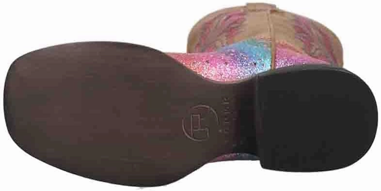 ROPER Kids Girls Rainbow Glitter Square Toe Casual Boots Mid Calf - Brown, Multi