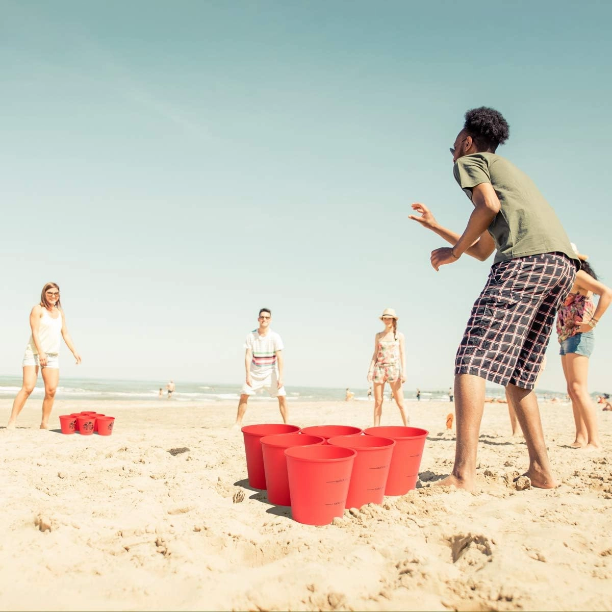 ropoda Giant Yard Pong,Yard Games with Durable Buckets and Balls - Choose Red Large, XL, or Green - Glow in The Dark, Outdoor Game with Carry Bag for The Beach,Lawn, Great Gift Choice for Families