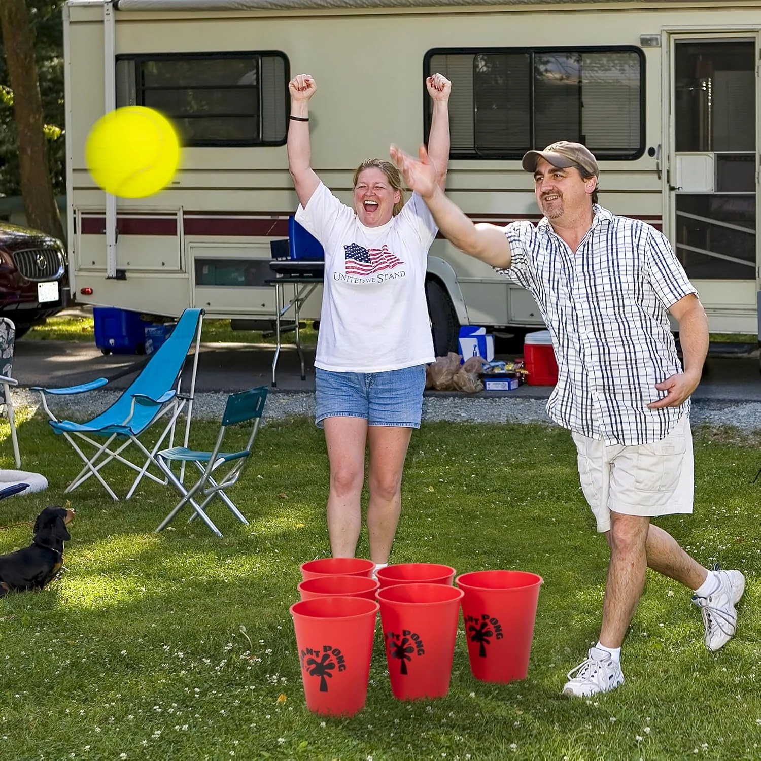 ropoda Giant Yard Pong,Yard Games with Durable Buckets and Balls - Choose Red Large, XL, or Green - Glow in The Dark, Outdoor Game with Carry Bag for The Beach,Lawn, Great Gift Choice for Families
