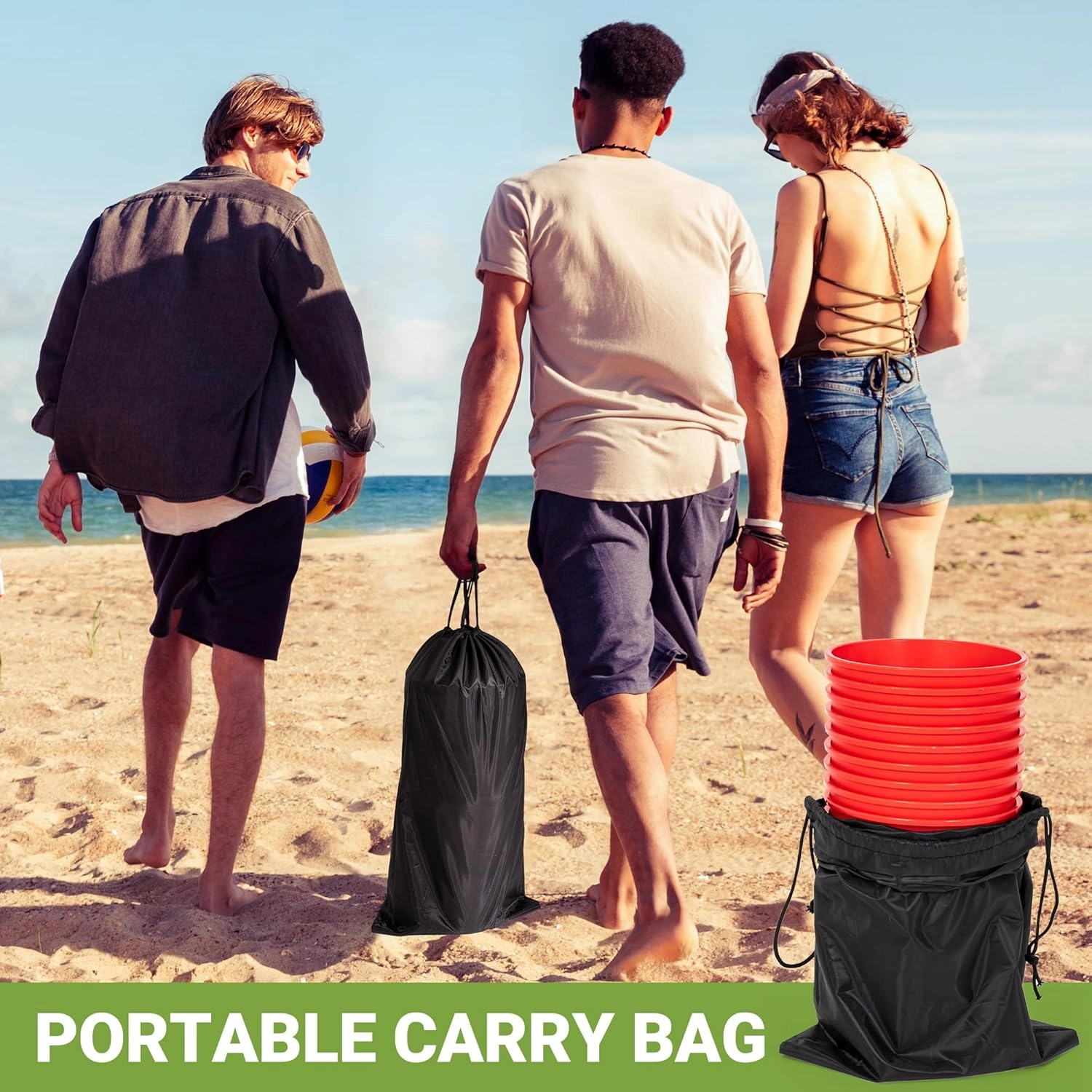 ropoda Giant Yard Pong,Yard Games with Durable Buckets and Balls - Choose Red Large, XL, or Green - Glow in The Dark, Outdoor Game with Carry Bag for The Beach,Lawn, Great Gift Choice for Families