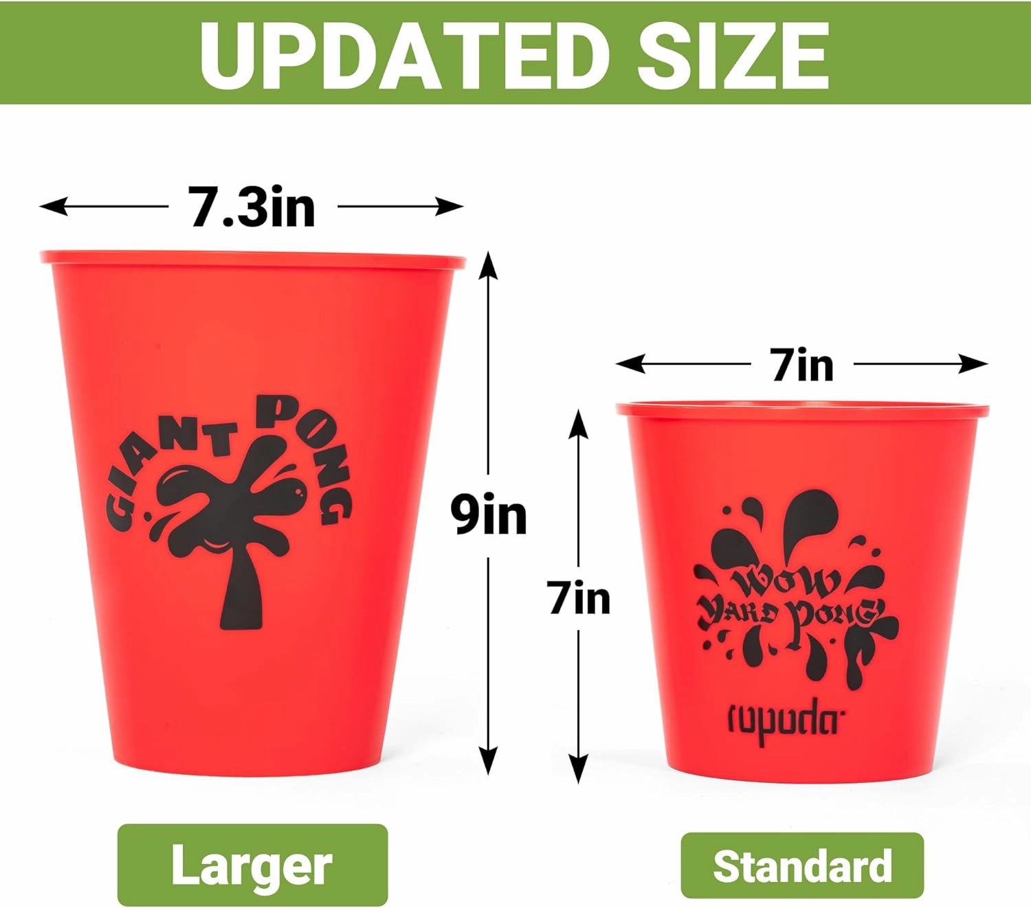 ropoda Giant Yard Pong,Yard Games with Durable Buckets and Balls - Choose Red Large, XL, or Green - Glow in The Dark, Outdoor Game with Carry Bag for The Beach,Lawn, Great Gift Choice for Families