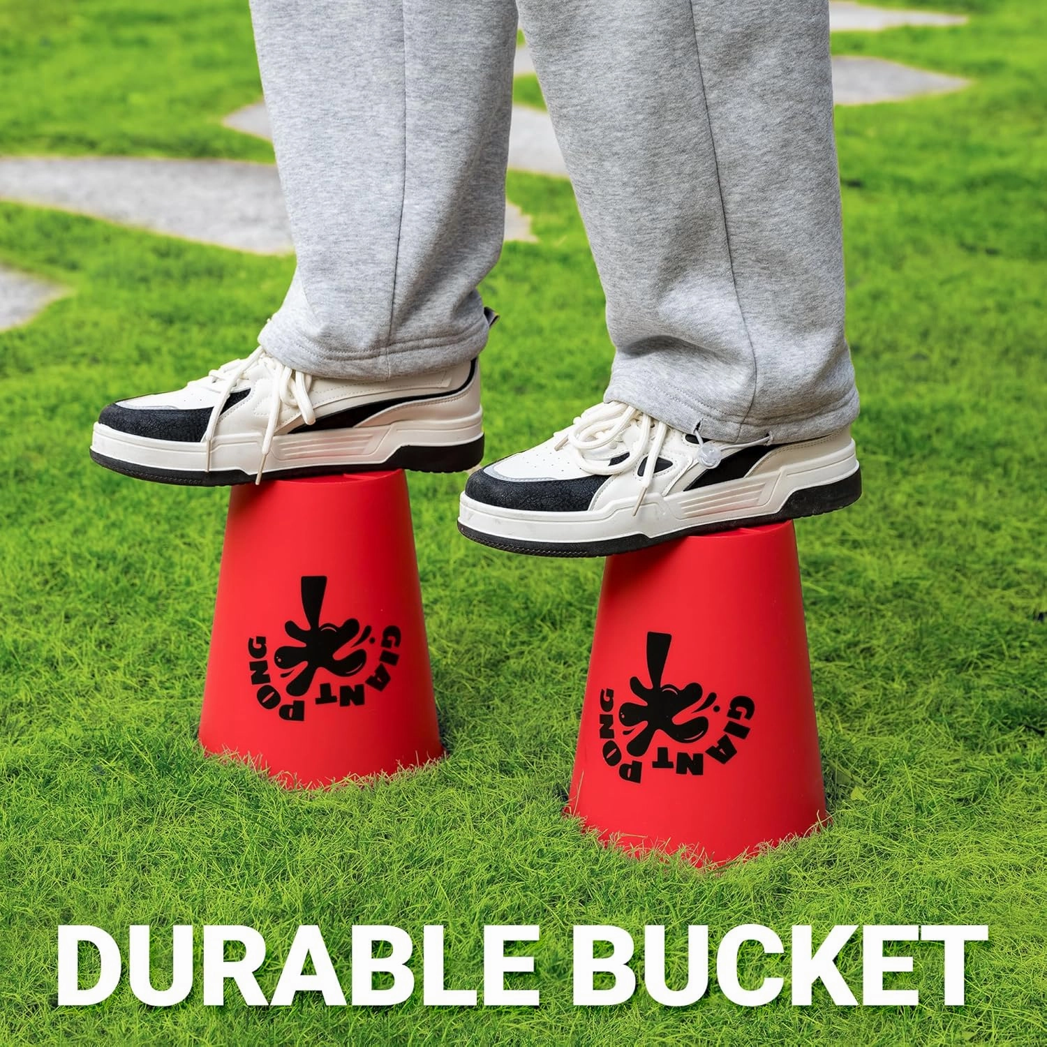 ropoda Giant Yard Pong,Yard Games with Durable Buckets and Balls - Choose Red Large, XL, or Green - Glow in The Dark, Outdoor Game with Carry Bag for The Beach,Lawn, Great Gift Choice for Families
