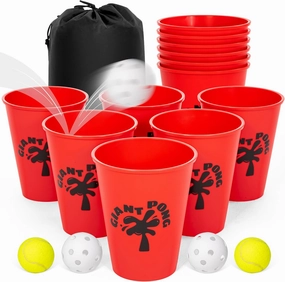 ropoda Giant Yard Pong,Yard Games with Durable Buckets and Balls - Choose Red Large, XL, or Green - Glow in The Dark, Outdoor Game with Carry Bag for The Beach,Lawn, Great Gift Choice for Families