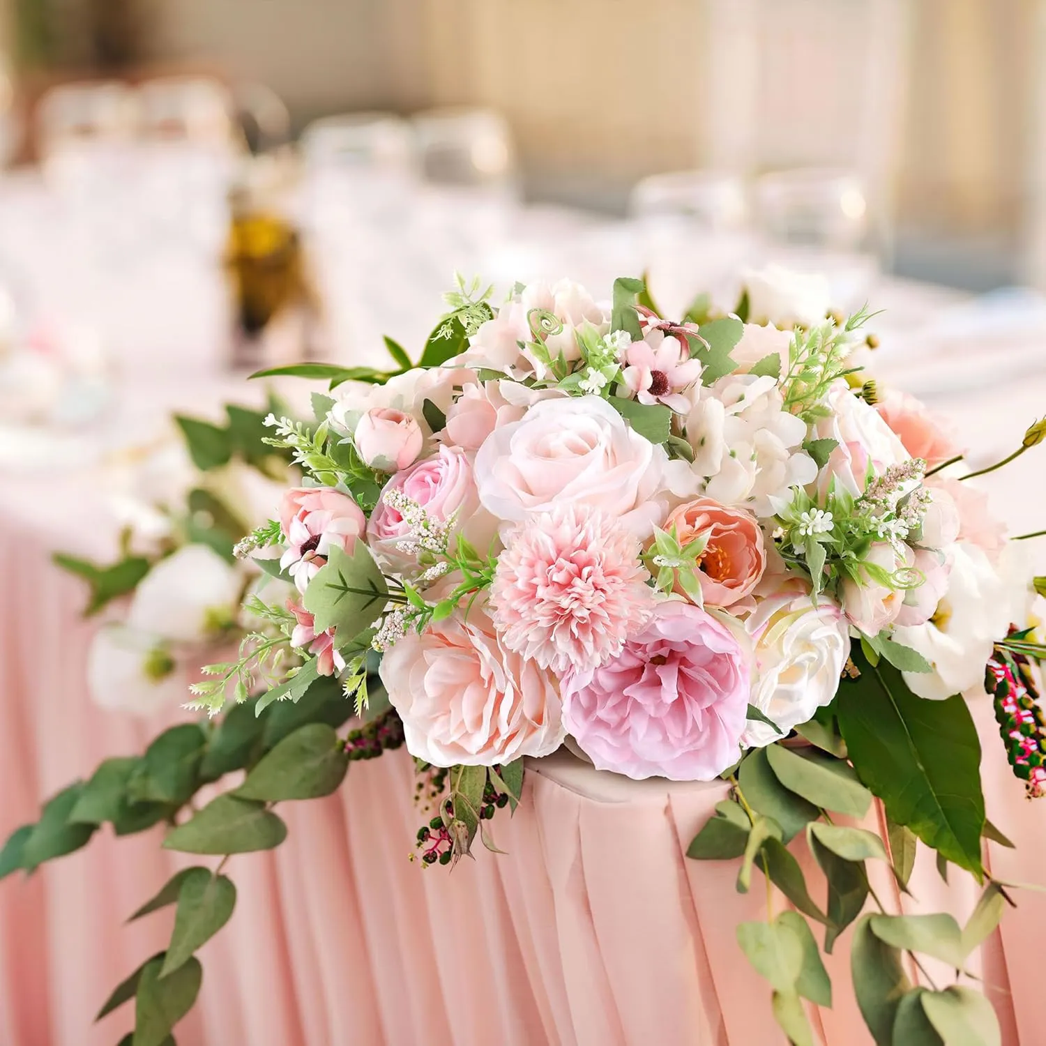 Rose Artificial Flowers Combo Fake Flowers Pink Roses Silk Flowers with Stems for DIY Bridal Wedding Bouquets Centerpieces Arrangements Table Party Baby Shower Home Decor