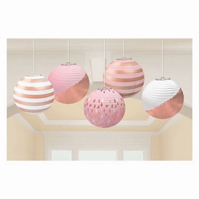 Rose Gold Paper Lanterns 5pk