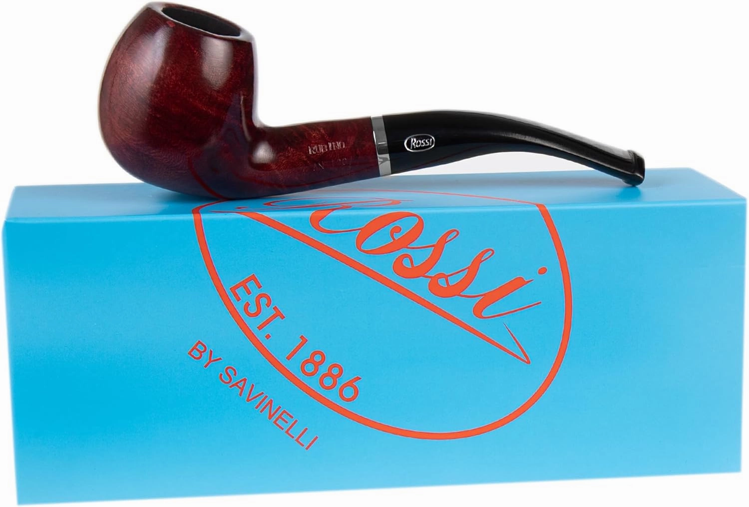 Rossi Rubino Antico Handmade Briar Pipe by Savinelli - Deep Red Hand Brushed Stain With Polished Finish & Rich Wood Grain, 6mm (8626)