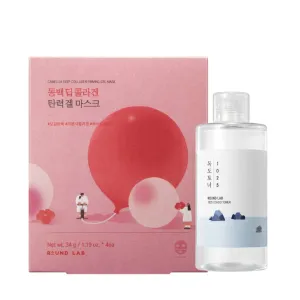ROUND LAB 1025 Dokdo Toner 150ml Camellia Deep Collagen Firming Mask 4ea Set | Collagen Mask, Pore Minimizing, Hydration Toner, Gentle Exfoliation, Soothing