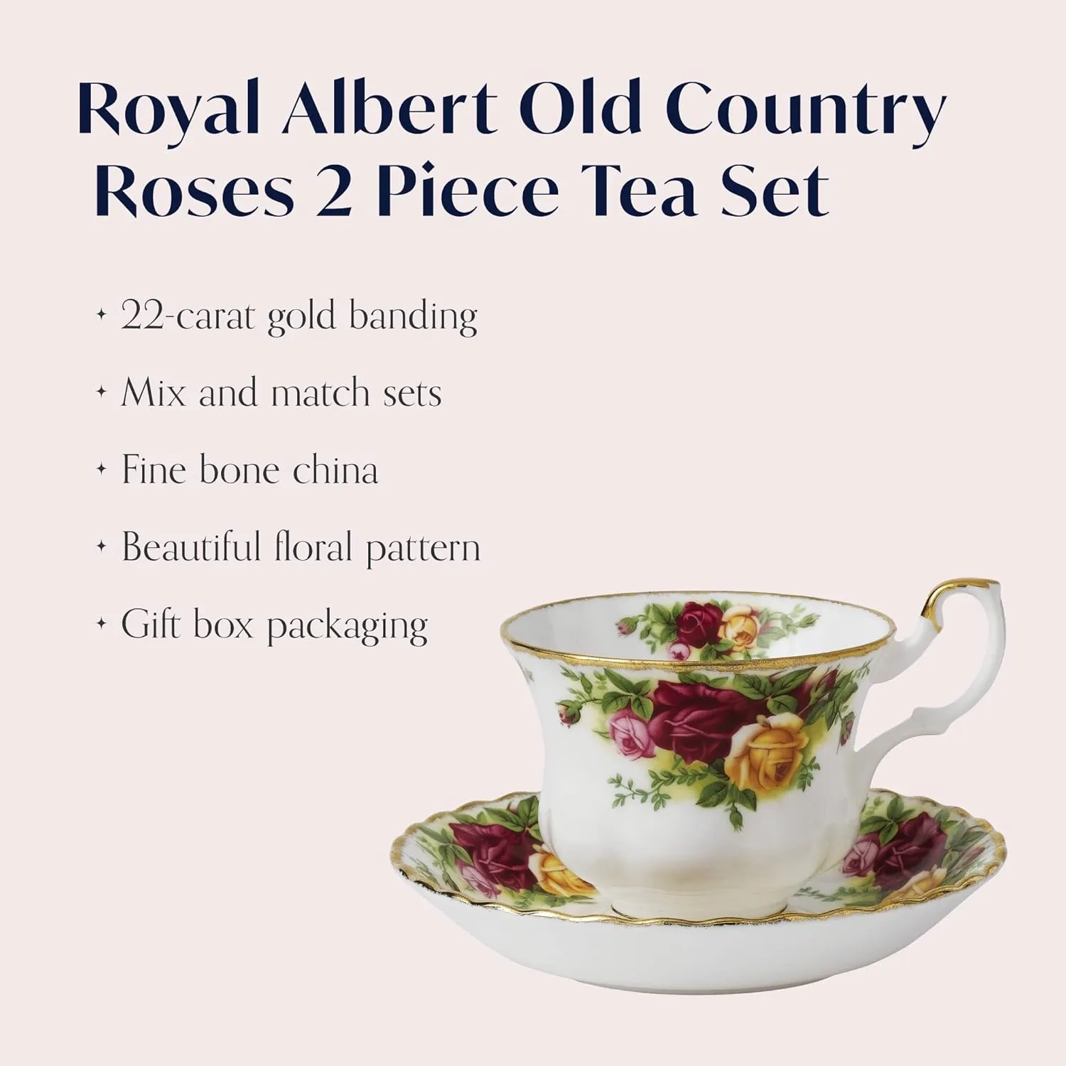 Royal Albert Old Country Roses Teacup & Saucer Set, 6.5 oz, Multi