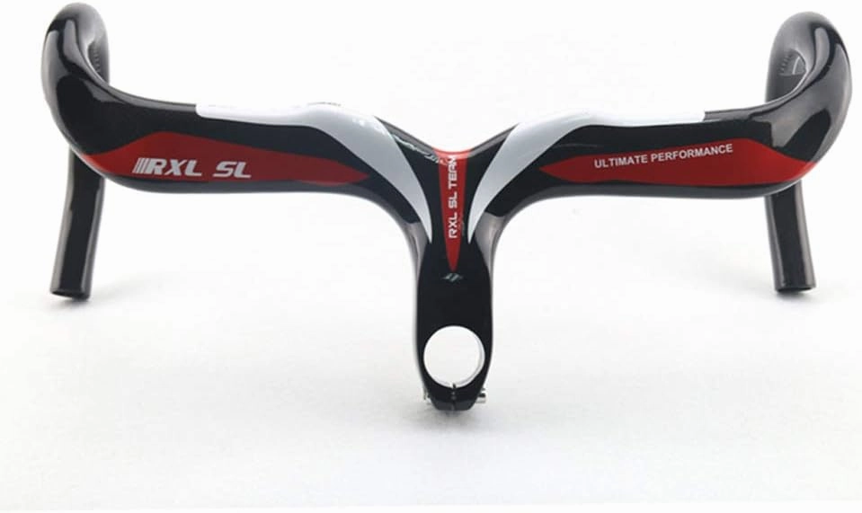 RXL SL Road Bike Carbon Integrated Handlebar Black 3K Glossy Bicycle Handle bar and Stem Ultra-Light Handlebars Bicycle Handlebar 400/420/440mmX90/100/110/120mm