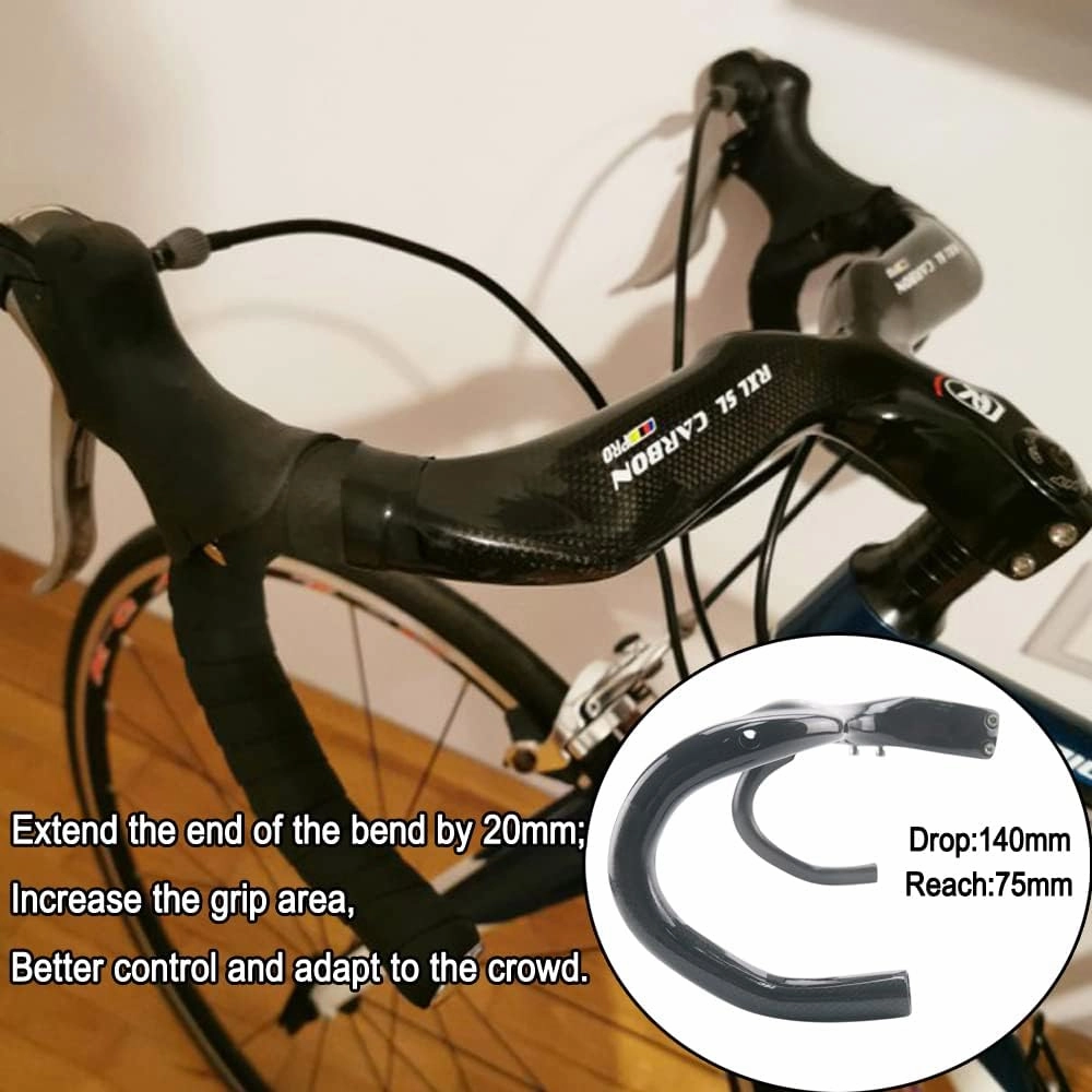 RXL SL Road Bike Carbon Integrated Handlebar Black 3K Glossy Bicycle Handle bar and Stem Ultra-Light Handlebars Bicycle Handlebar 400/420/440mmX90/100/110/120mm