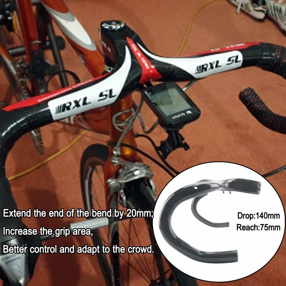 RXL SL Road Bike Carbon Integrated Handlebar Black 3K Glossy Bicycle Handle bar and Stem Ultra-Light Handlebars Bicycle Handlebar 400/420/440mmX90/100/110/120mm