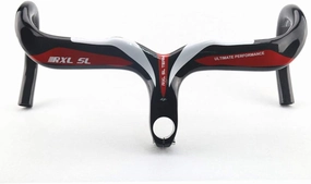RXL SL Road Bike Carbon Integrated Handlebar Black 3K Glossy Bicycle Handle bar and Stem Ultra-Light Handlebars Bicycle Handlebar 400/420/440mmX90/100/110/120mm