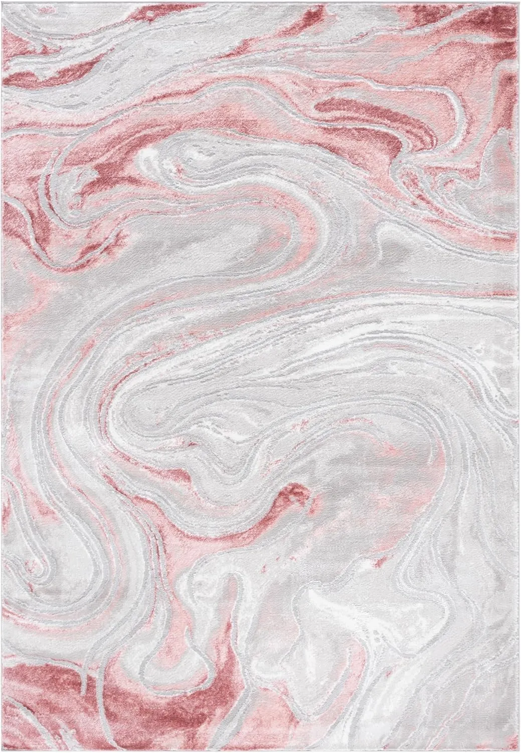 SAFAVIEH Meadow Collection Area Rug - 5'3" x 7'6", Light Grey & Pink, Modern Abstract Design, Non-Shedding & Easy Care, Ideal for High Traffic Areas in Living Room, Bedroom, Dining Room (MDW553G-5)