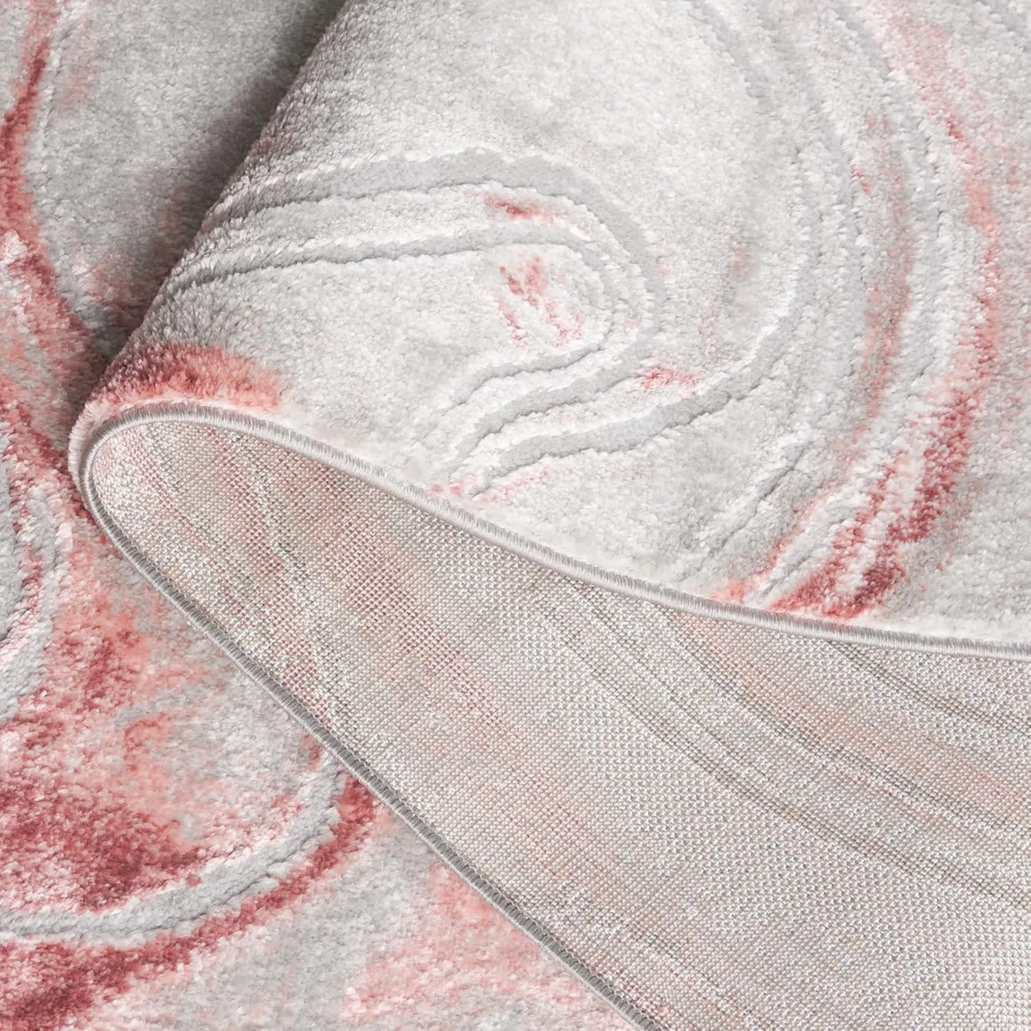 SAFAVIEH Meadow Collection Area Rug - 5'3" x 7'6", Light Grey & Pink, Modern Abstract Design, Non-Shedding & Easy Care, Ideal for High Traffic Areas in Living Room, Bedroom, Dining Room (MDW553G-5)
