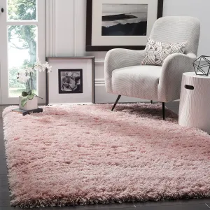 SAFAVIEH Polar Shag Collection Area Rug - 5'1" x 7'6", Light Pink, Solid Glam Design, Non-Shedding & Easy Care, 3-inch Thick Ideal for High Traffic Areas in Living Room, Bedroom (PSG800P)