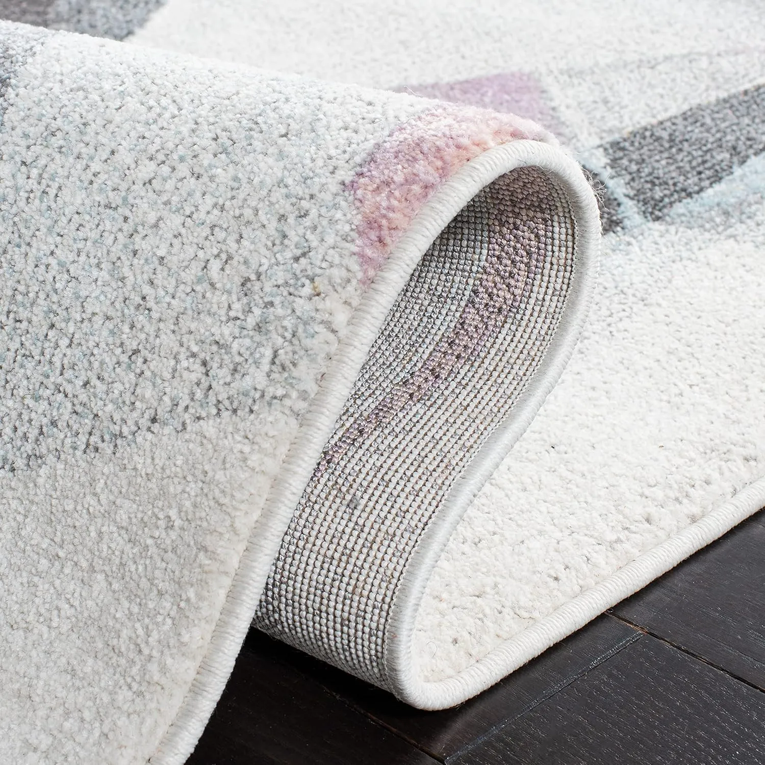 SAFAVIEH Porcello Collection Area Rug - 6'7" x 9', Ivory & Pink, Modern Abstract Design, Non-Shedding & Easy Care, Ideal for High Traffic Areas in Living Room, Bedroom (PRL6940A)