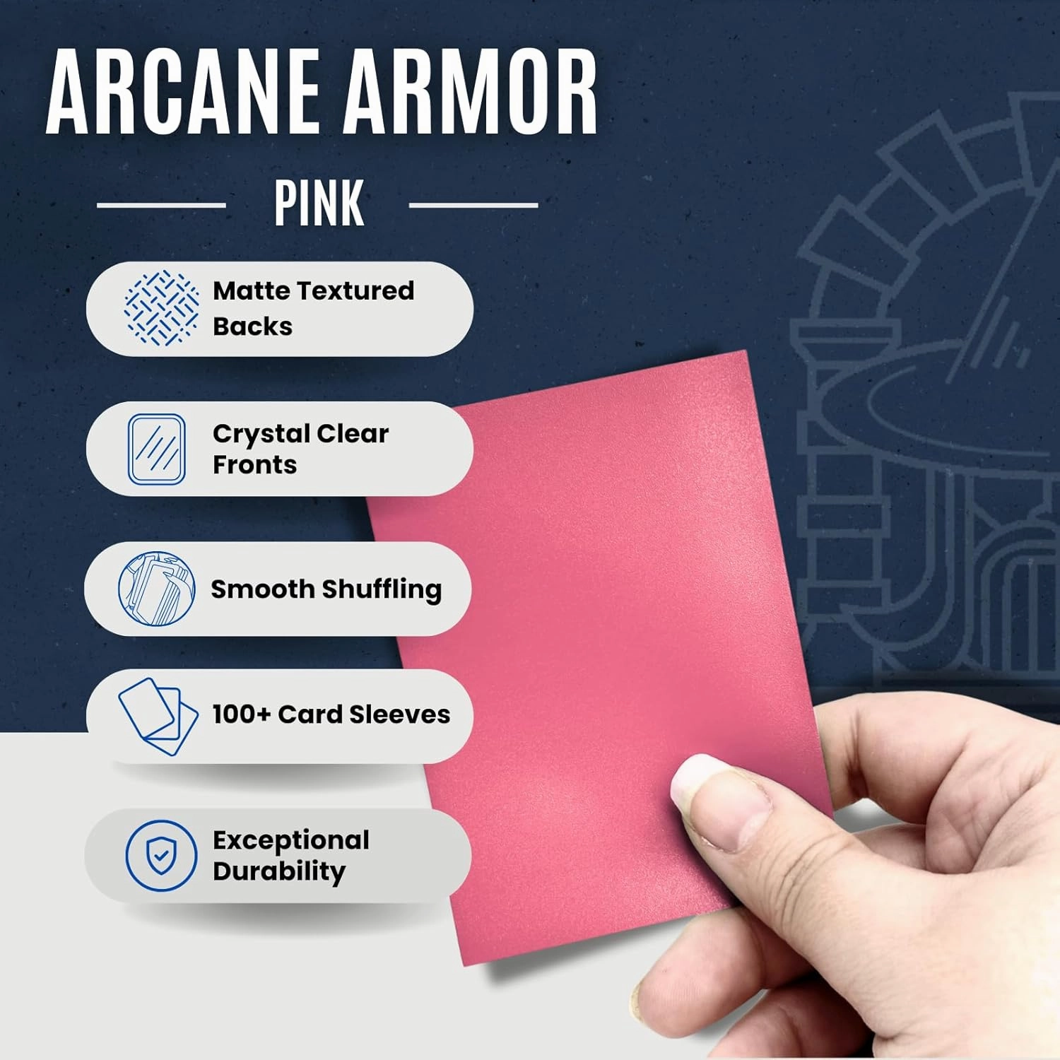 Sage's Portal Arcane Armor Matte Card Sleeves Exceptional Durability 66mmx91mm Standard Size MTG Card Sleeves 100 Count (Pink)