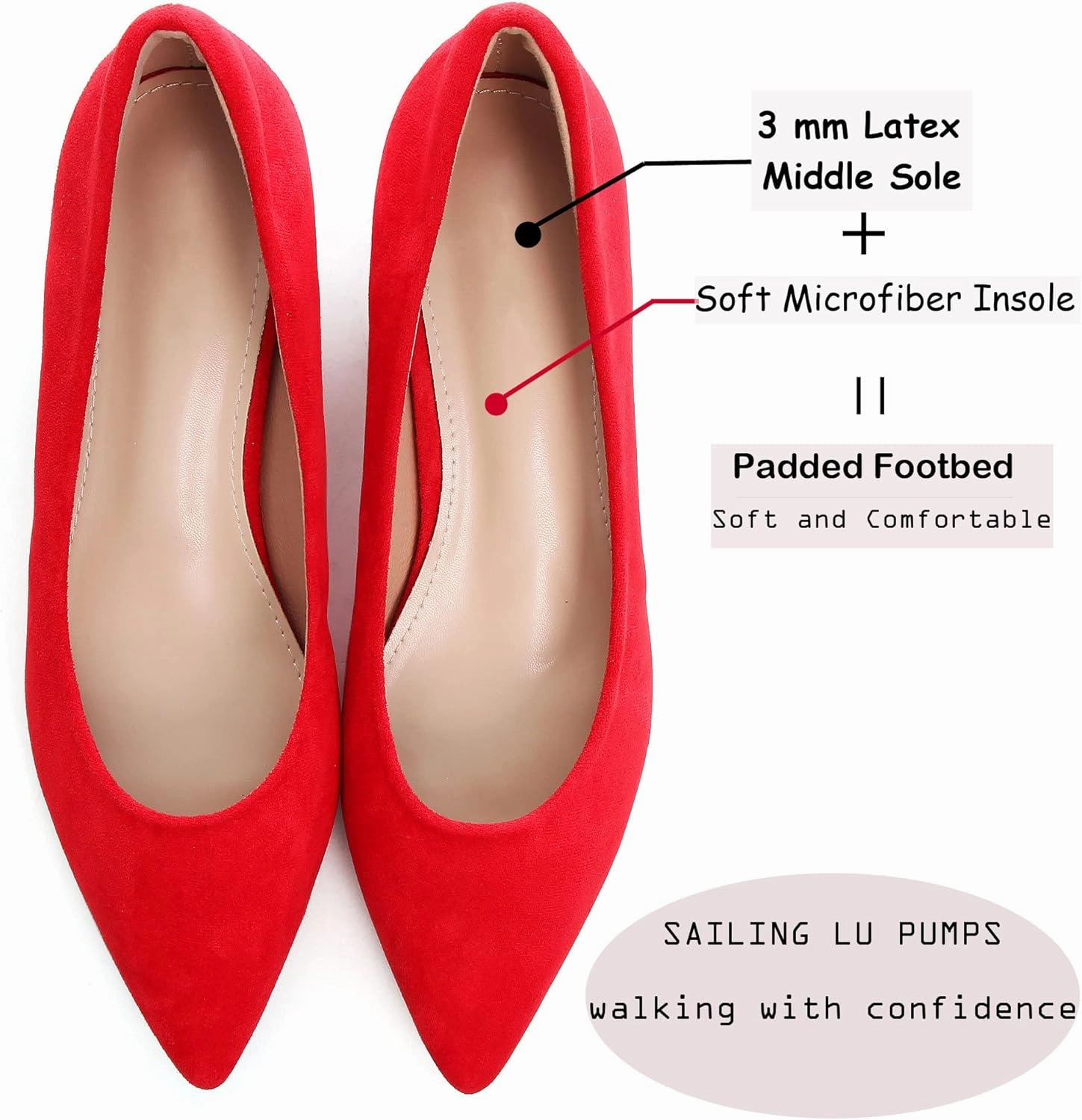 SAILING LU Pumps Shoes for Women Low Heels Wedding Dressy Sexy Kitten Heels Closed Pointed Toe Pumps Shoes