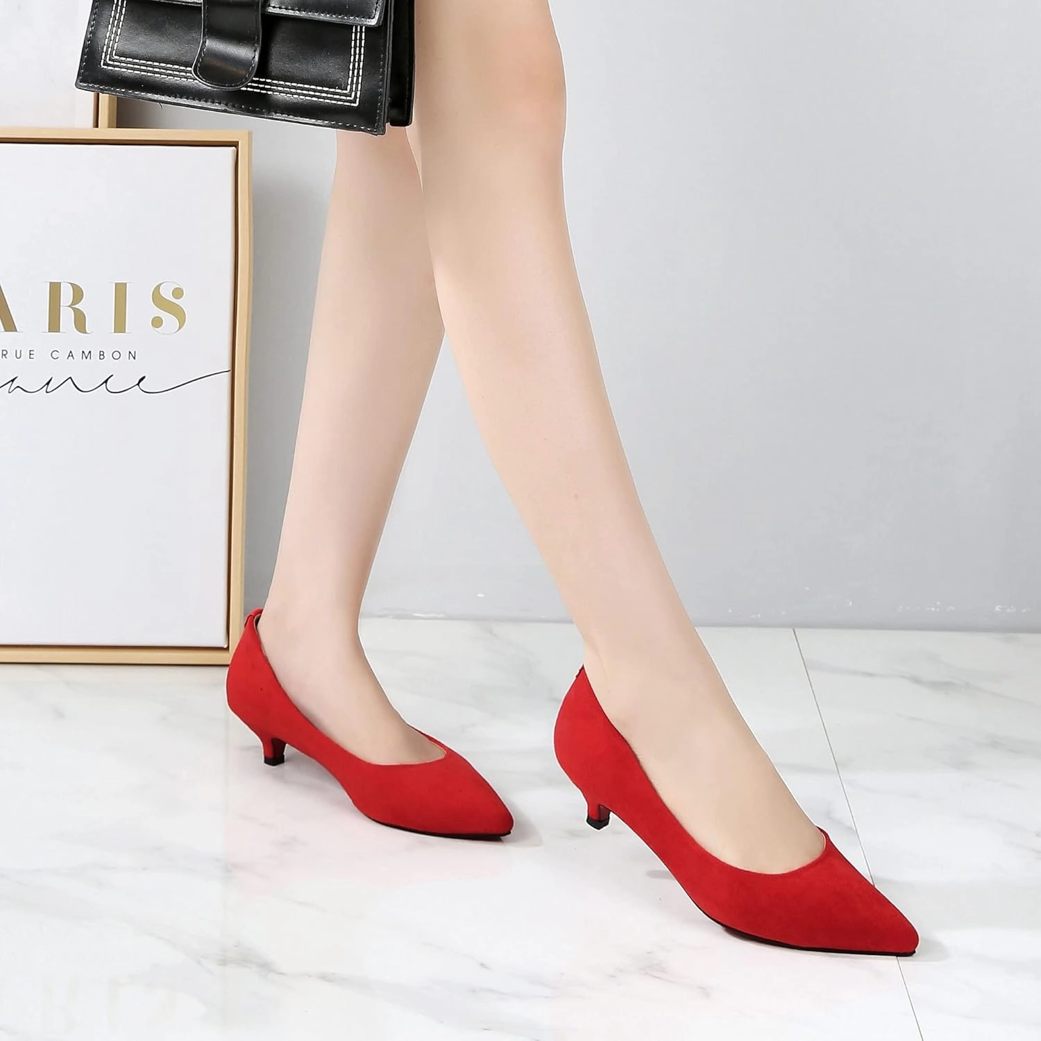 SAILING LU Pumps Shoes for Women Low Heels Wedding Dressy Sexy Kitten Heels Closed Pointed Toe Pumps Shoes