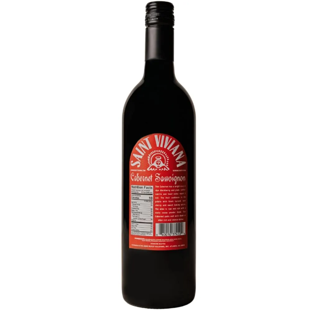 Saint Viviana Non-Alcoholic Cabernet Sauvignon, Non Alcoholic Red Wine, Gluten Free, Low Sugar, Zero Proof, California Dealcoholized Wine, Blackberry, Plum, Coffee & Vanilla Notes, 24.6 fl oz Bottle