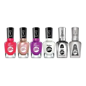 Sally Hansen Miracle Gel™, Shiny Top Coat, Matte Top Coat, Shhhh-immer, Pink Tank, Hunger Flames, Get Mod, Long Lasting, Gel-Like Formula, No UV Lamp Needed, Nail Polish Bundle