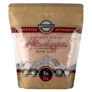 SaltWorks Ancient Ocean Himalayan Pink Salt, Fine Grain, 5 Pound Bag