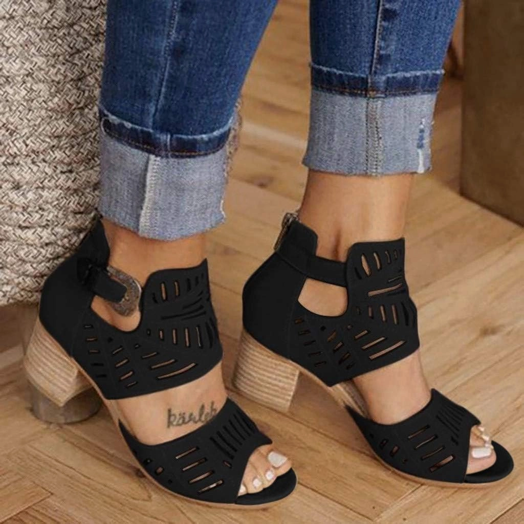 Sandals for Women Low Heel,Fashion Chunky Heel Sandal Fish Mouth Wedding Pumps with Buckle Ankle Strap Evening Party Shoes
