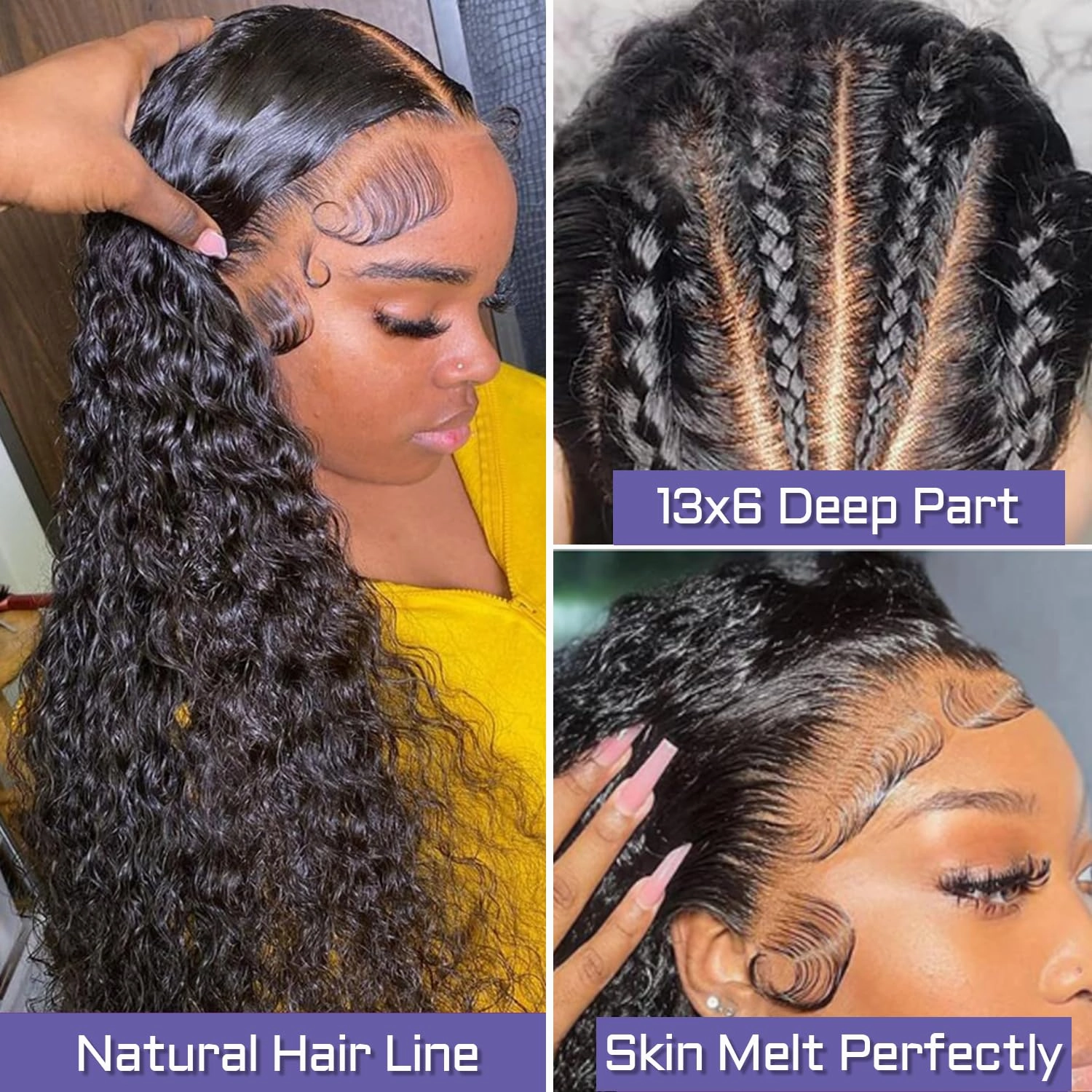 Sathen Full 13x6 Deep Wave Lace Front Wigs Human Hair 200 Density Deep Part Lace Frontal Wig Pre Plucked Transparent Full Lace Wig Pre Plucked with Baby Hair 32 Inch