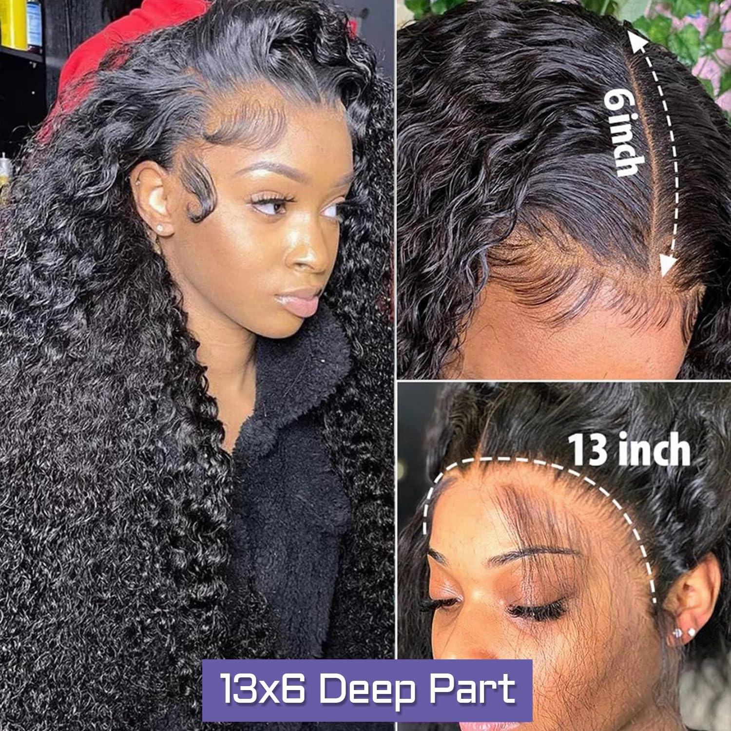 Sathen Full 13x6 Deep Wave Lace Front Wigs Human Hair 200 Density Deep Part Lace Frontal Wig Pre Plucked Transparent Full Lace Wig Pre Plucked with Baby Hair 32 Inch
