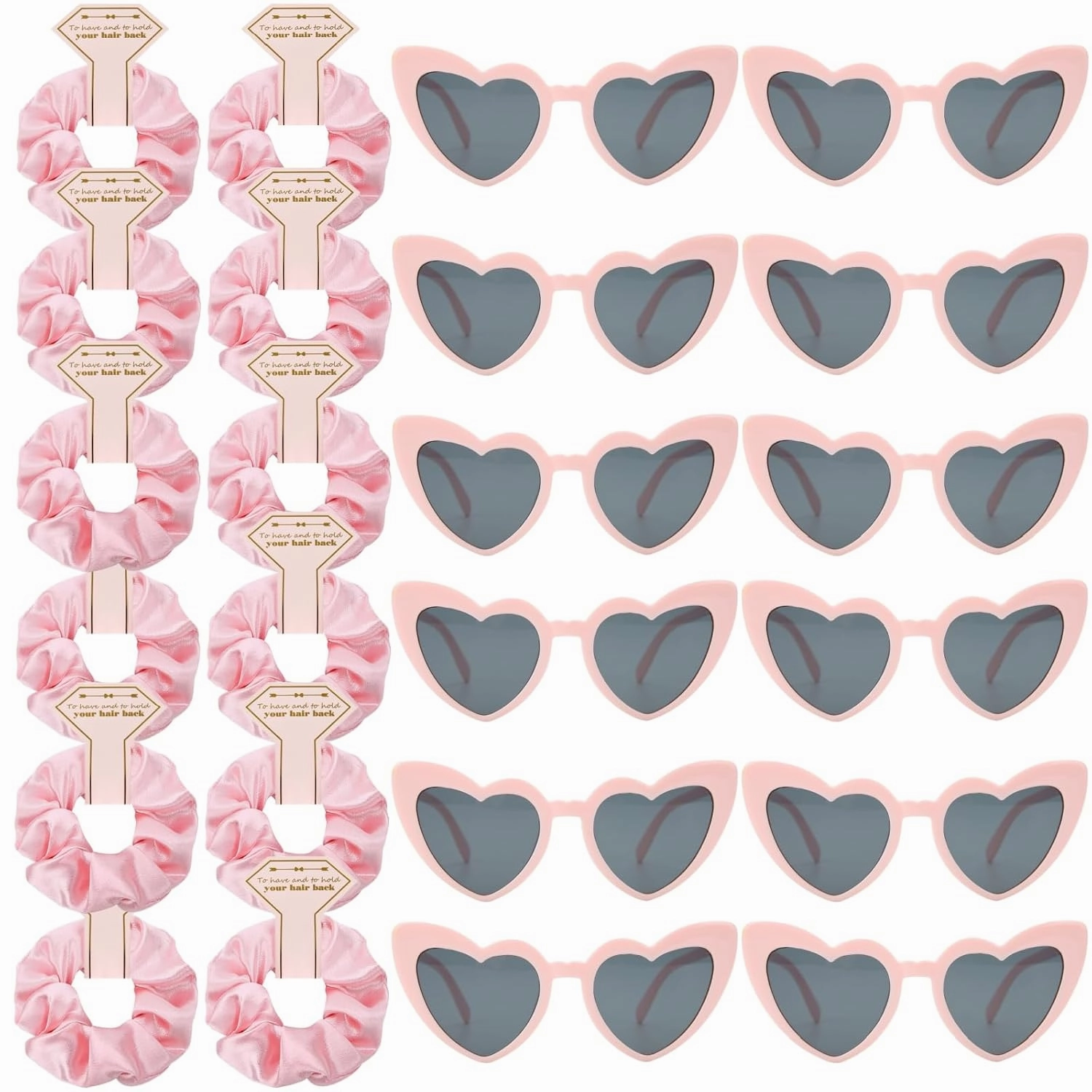 Satin Bridesmaid Scrunchies Bachelorette Hair Ties Set of 12 sunglasses Bridal Shower No Damage Hairties ideas Gift for Wedding Party Favors Bridesmaid Proposal Gifts (Pink)