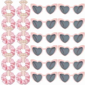 Satin Bridesmaid Scrunchies Bachelorette Hair Ties Set of 12 sunglasses Bridal Shower No Damage Hairties ideas Gift for Wedding Party Favors Bridesmaid Proposal Gifts (Pink)
