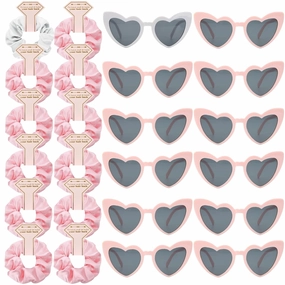 Satin Bridesmaid Scrunchies Bachelorette Hair Ties Set of 12 sunglasses Bridal Shower No Damage Hairties ideas Gift for Wedding Party Favors Bridesmaid Proposal Gifts (White&Pink)