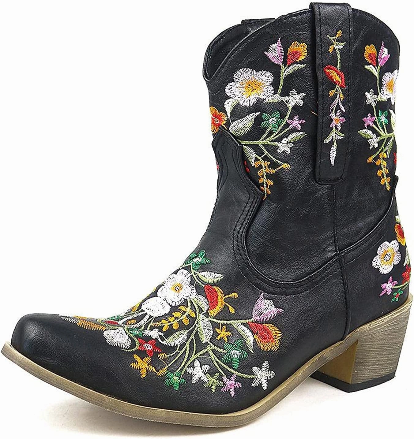 SBGMoSJ Cowboy Boots Women Size 9 with Sunflowers Western Booties Women Ankle Boots Wide Knee Boots for Women Wide Calf with Heel Womens Black Cowgirl Boots Wide Calf Womens Suede Boots Mid Calf Wide