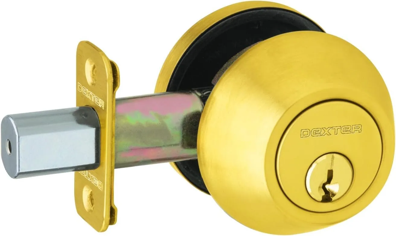 SCHLAGE Dexter by Schlage JD60605 Single-Cylinder Deadbolt, Bright Brass