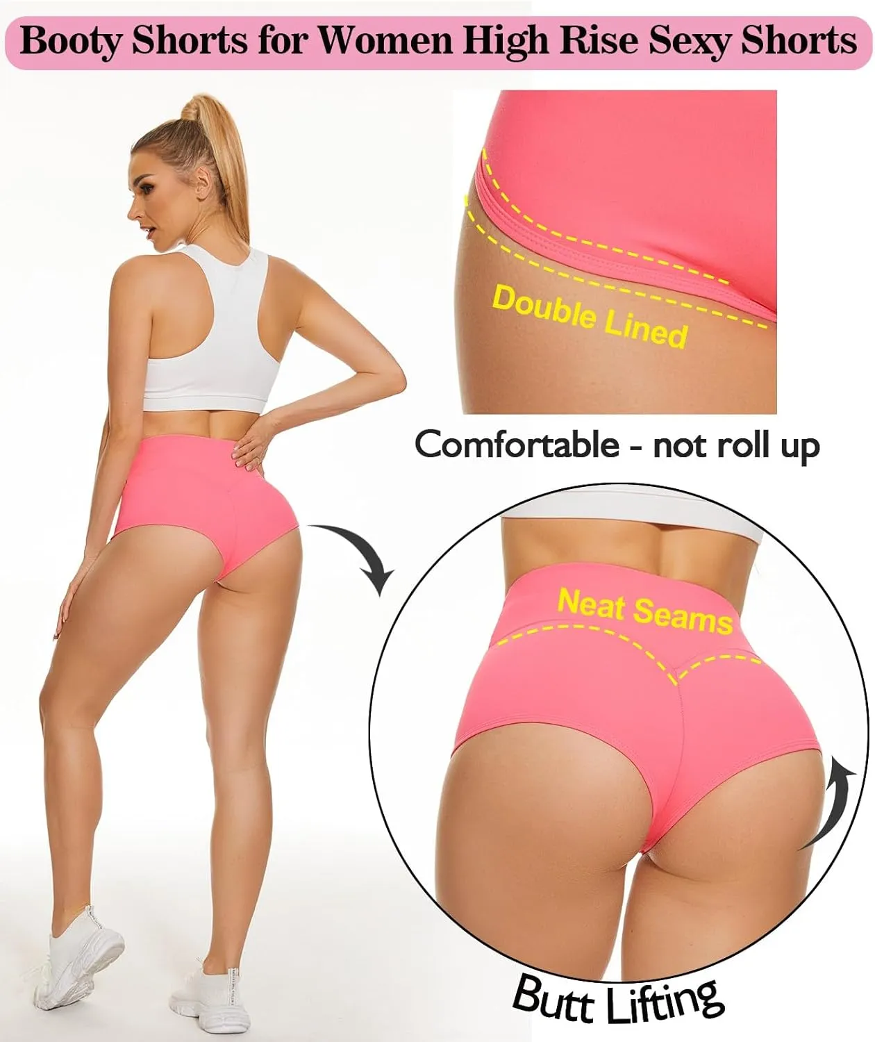 Scrunch Booty Shorts for Women V Back High Waisted Yoga Shorts Cut Out Rave Bottoms Butt Lifting Short Mini Hot Pants