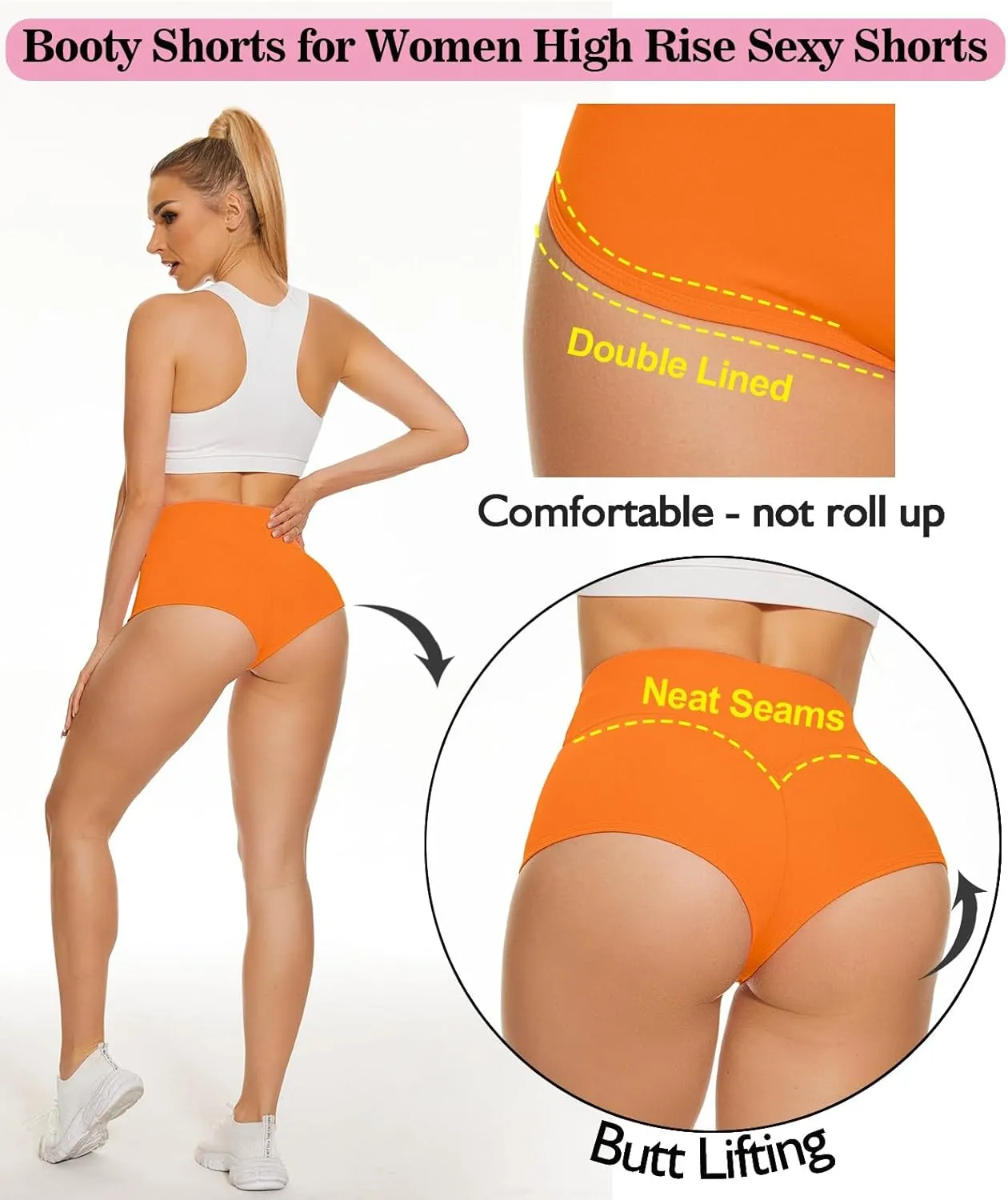 Scrunch Booty Shorts for Women V Back High Waisted Yoga Shorts Cut Out Rave Bottoms Butt Lifting Short Mini Hot Pants
