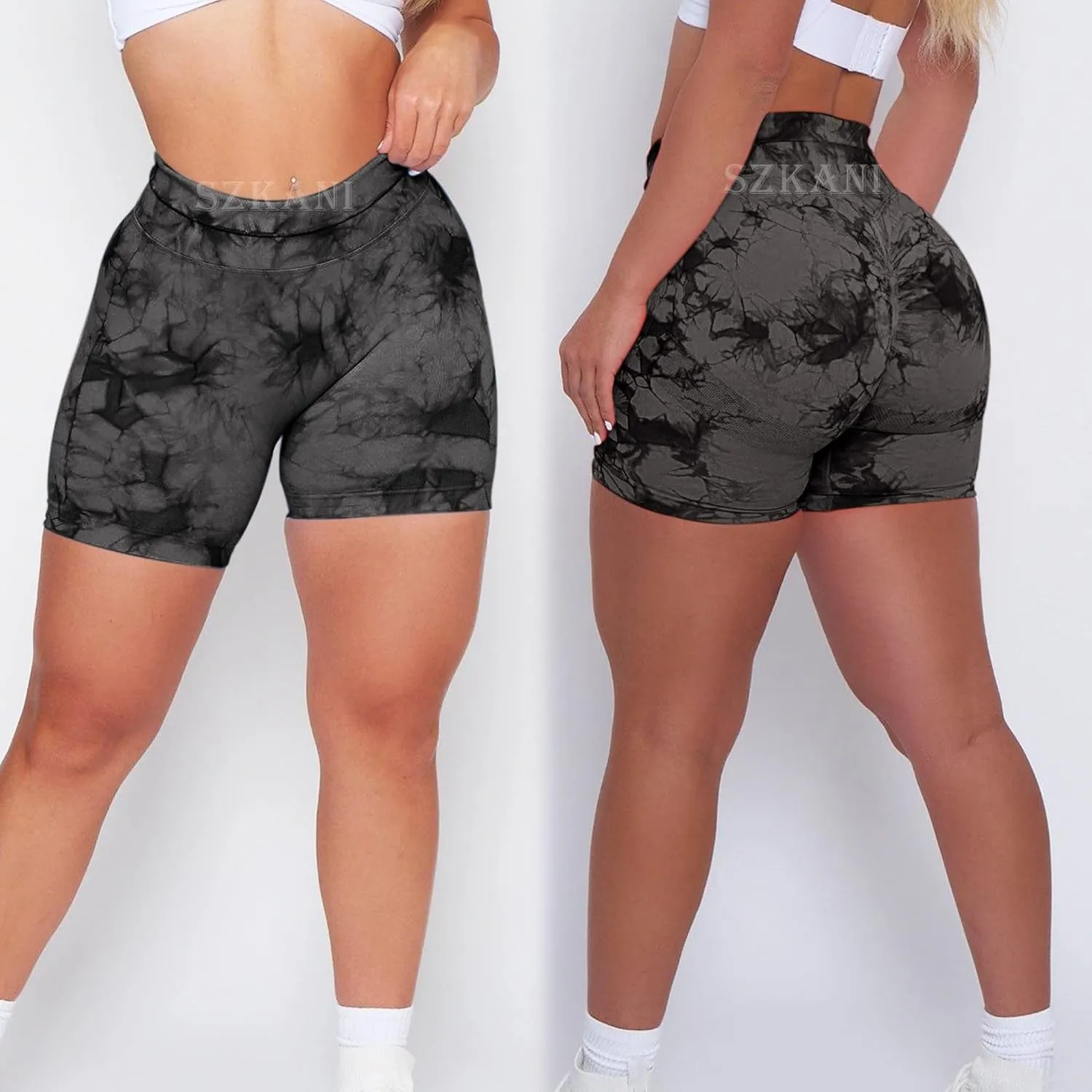 Scrunch Butt Lifting Seamless Shorts for Women High Waist Tummy Control Workout Biker Shorts Ruched Booty Lifting Leggings