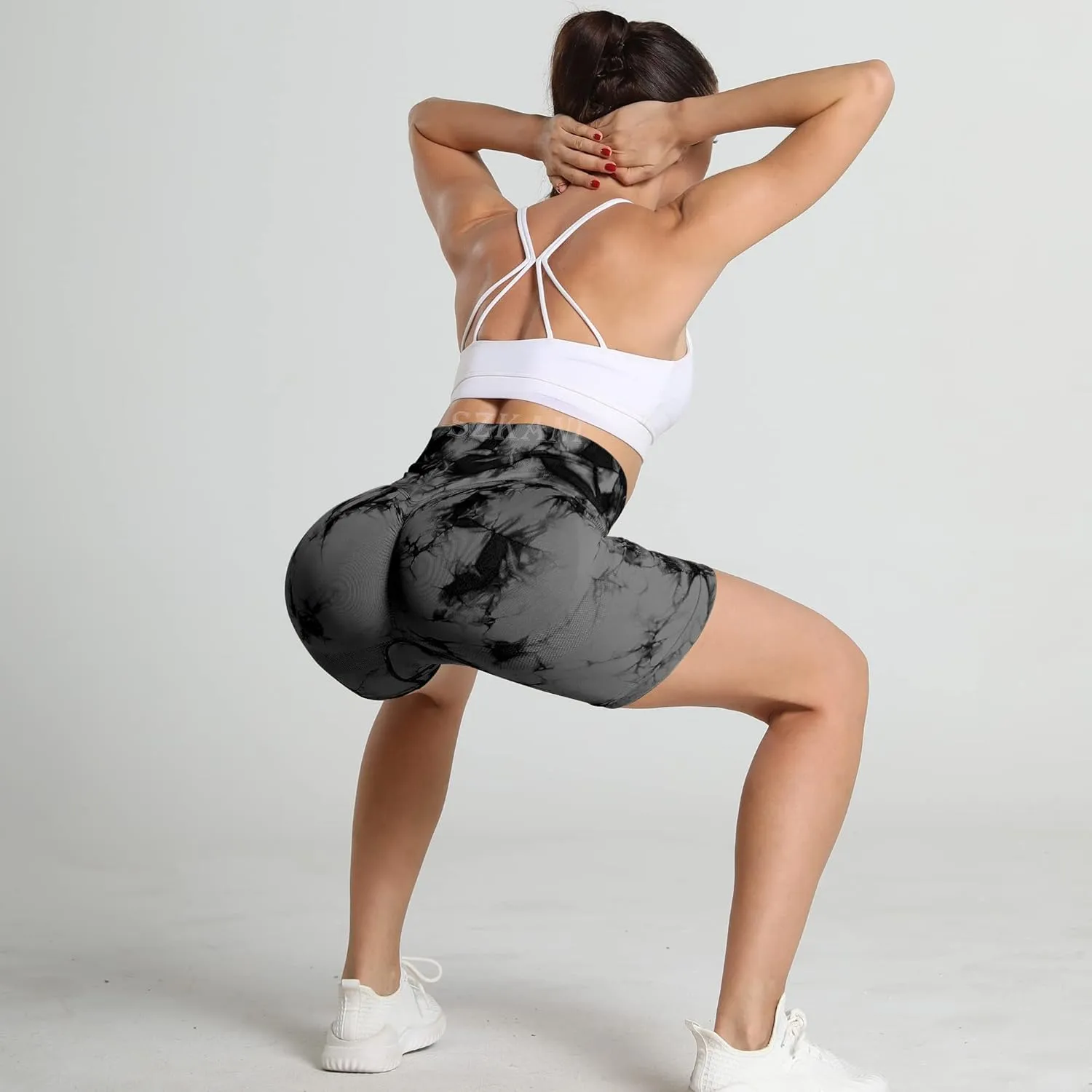 Scrunch Butt Lifting Seamless Shorts for Women High Waist Tummy Control Workout Biker Shorts Ruched Booty Lifting Leggings
