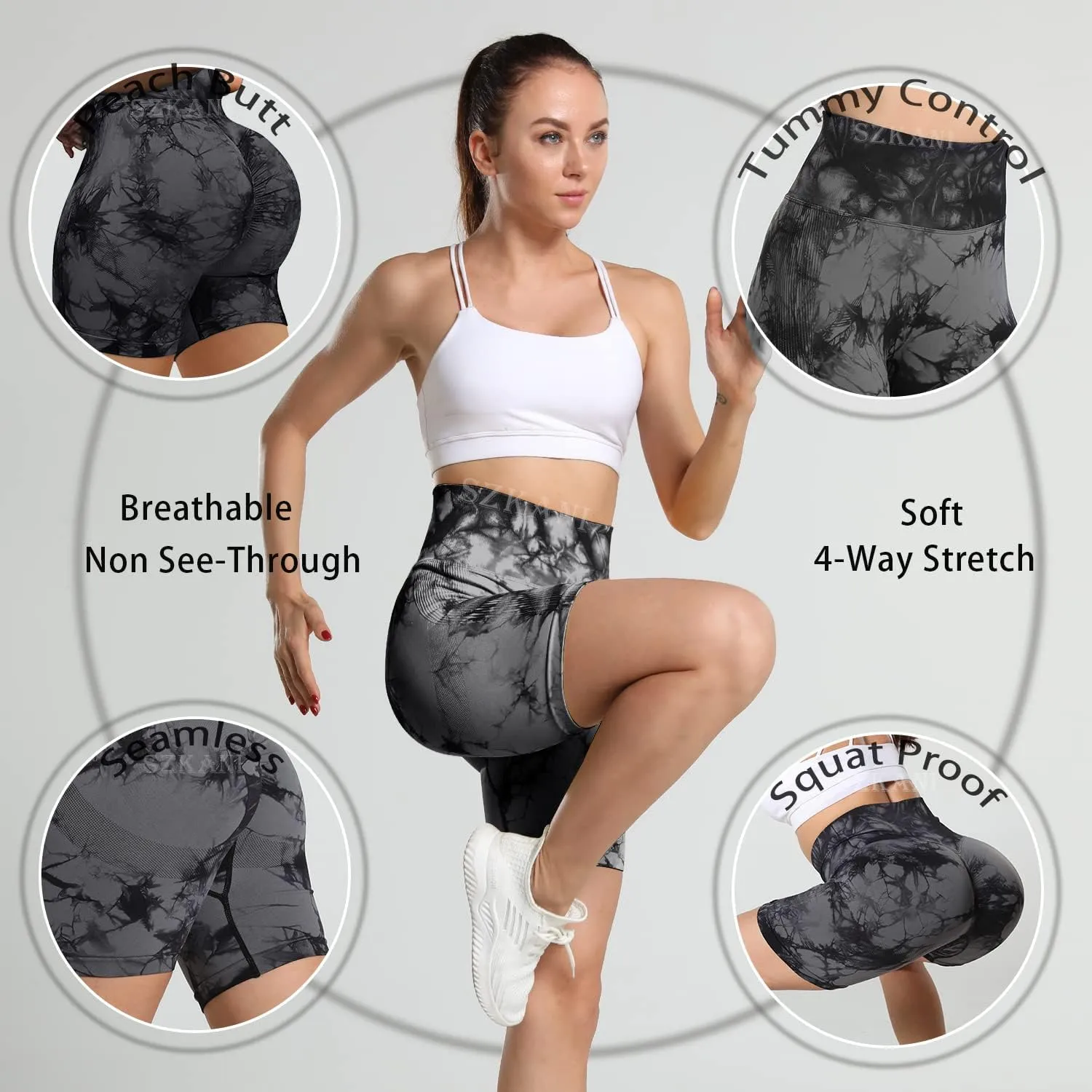 Scrunch Butt Lifting Seamless Shorts for Women High Waist Tummy Control Workout Biker Shorts Ruched Booty Lifting Leggings