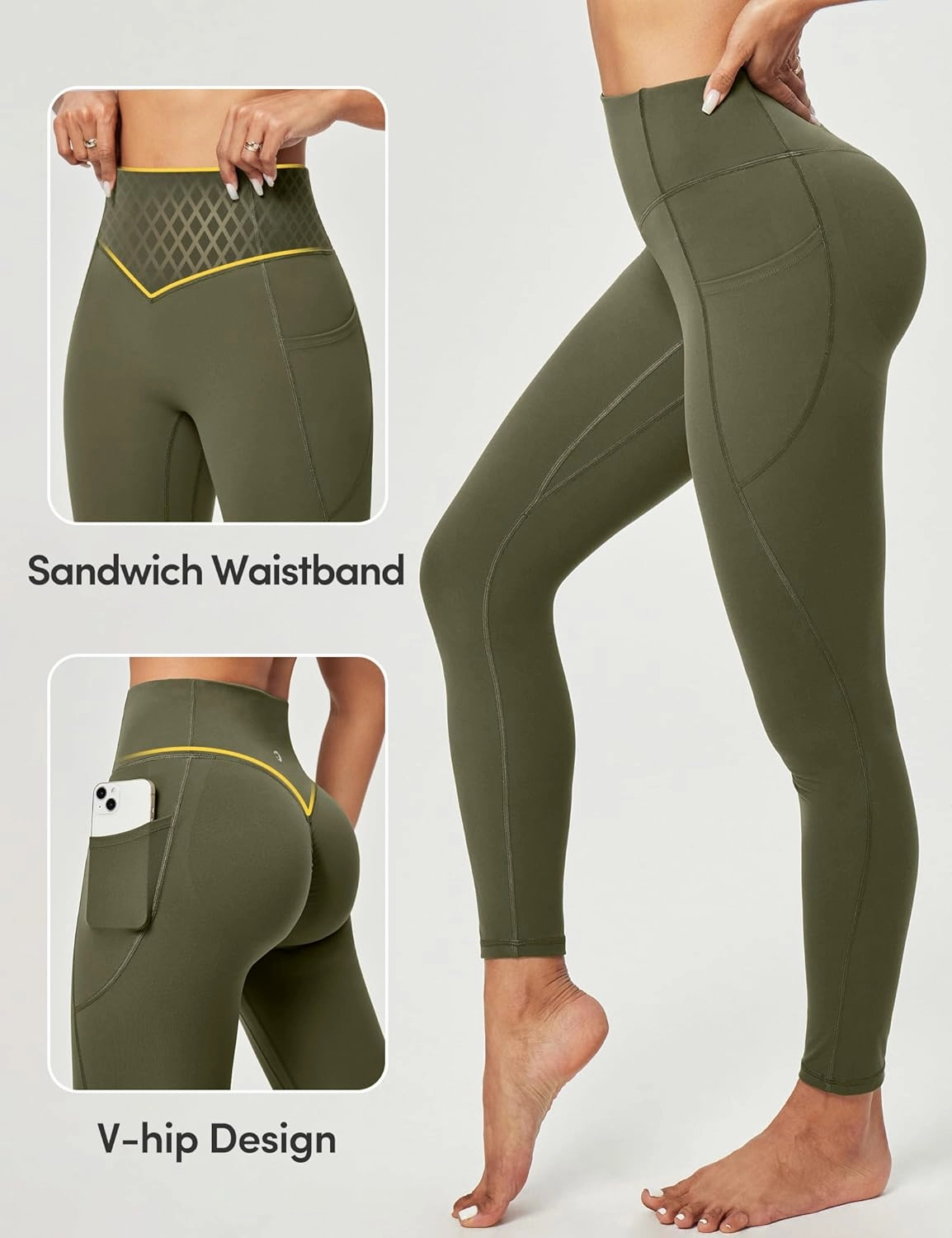 Scrunch Butt Lifting Leggings for Women Tummy Control No Front Seam Compression Workout Leggings with Pockets Yoga Pants