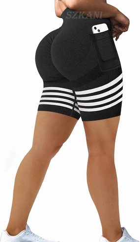 Scrunch Butt Lifting Seamless Shorts for Women High Waist Tummy Control Workout Biker Shorts Ruched Booty Lifting Leggings