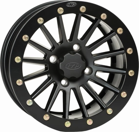 SD Beadlock Machined/Matte Black ATV Wheel Front/Rear 14x7 4/110 - (5 2)
